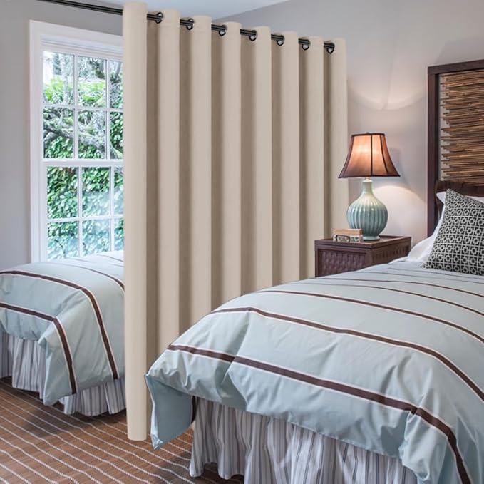 H.VERSAILTEX Cortinas blackout con aislamiento térmico y ojales en la parte superior, para patios, puertas correderas y división de habitaciones, extraanchas de 100 x 96 pulgadas, 8 pies de alto x 8.5 pies de ancho, color niebla