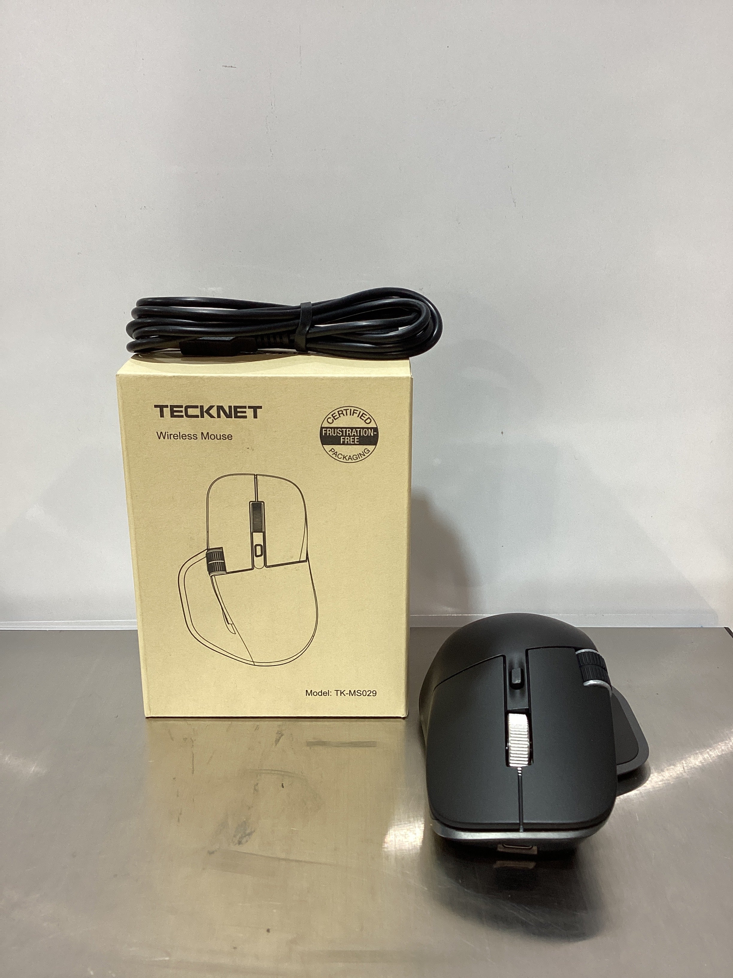 TECKNET Wireless Mouse, Bluetooth Mouse (BT5.3/5.0 & 2.4G) Rechargeable Ergonomic Optical Mouse with 6 Adjustable DPI, Side Scroll, Quiet Clicks, USB A Receiver, 7 Buttons, Wide Compatibility - Black