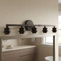 Lámpara de pared de 5 luces en tono oscuro con diseño horizontal industrial