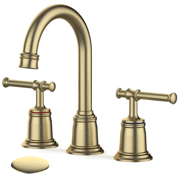 Grifos de Baño Clásicos para Fregadero de 3 Agujeros, Grifo de Baño de 8 Pulgadas, Grifo de Baño de Níquel Cepillado Extendido con Desage Emergente y Manguera sin Taza (Níquel Cepillado)