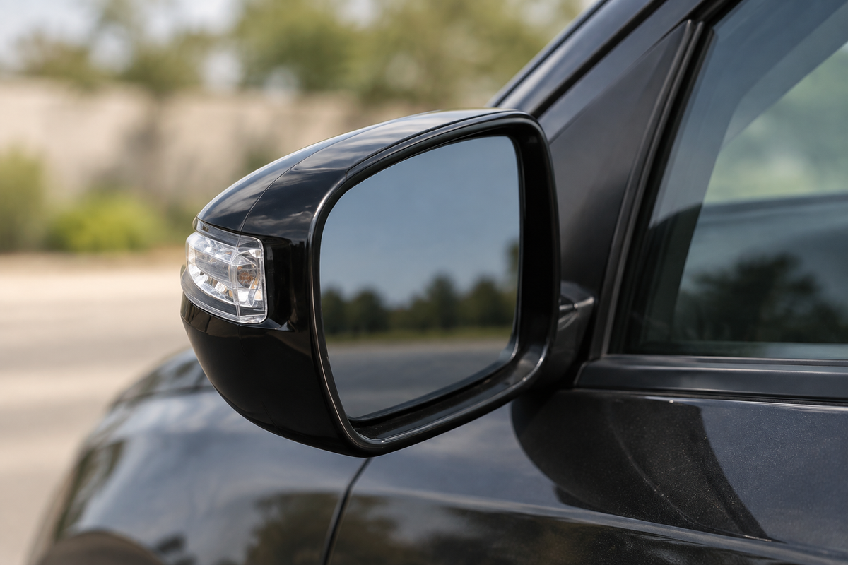 Espejo retrovisor izquierdo Polyway 4112-01008-02 con direccional integrada, negro