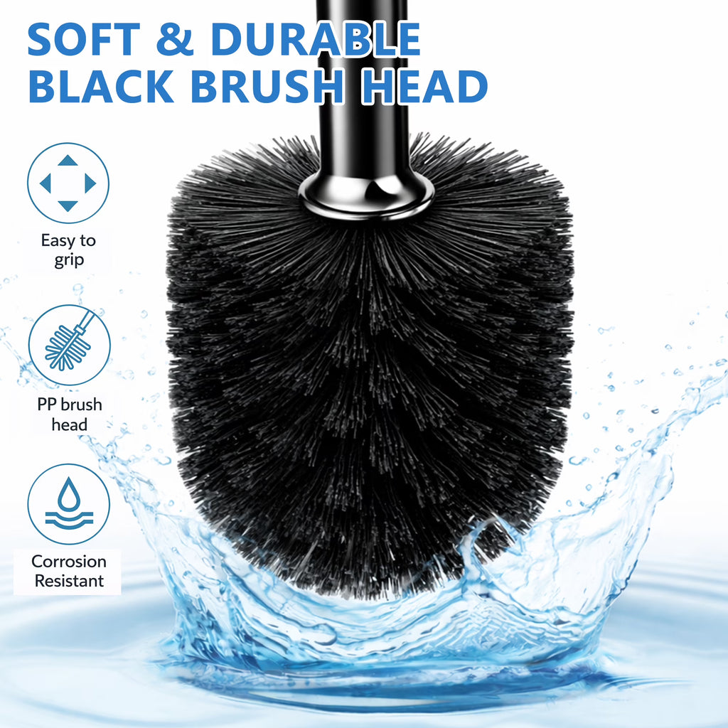 SUGARDAY Cepillo para Taza Del Inodoro y Organizador con Juego Plunger para Limpiador de Cepillo de Inodoro de Baño y Soporte, Fregador de Inodoro Negro