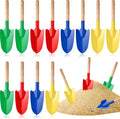 Gisafai 12 palas de juguete para niños, herramientas de jardinería, mini palas de metal para jardín, palas de arena con mango de madera resistente para verano, playa, tierra, plantar, cavar, herramientas para niños pequeños, 4 colores