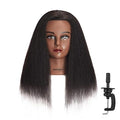 Cabeza de Maniquí con Cabello Humano 100% – 20-22 Pulgadas, Color Café, con Soporte y Abrazadera para Trenzado y Estilismo