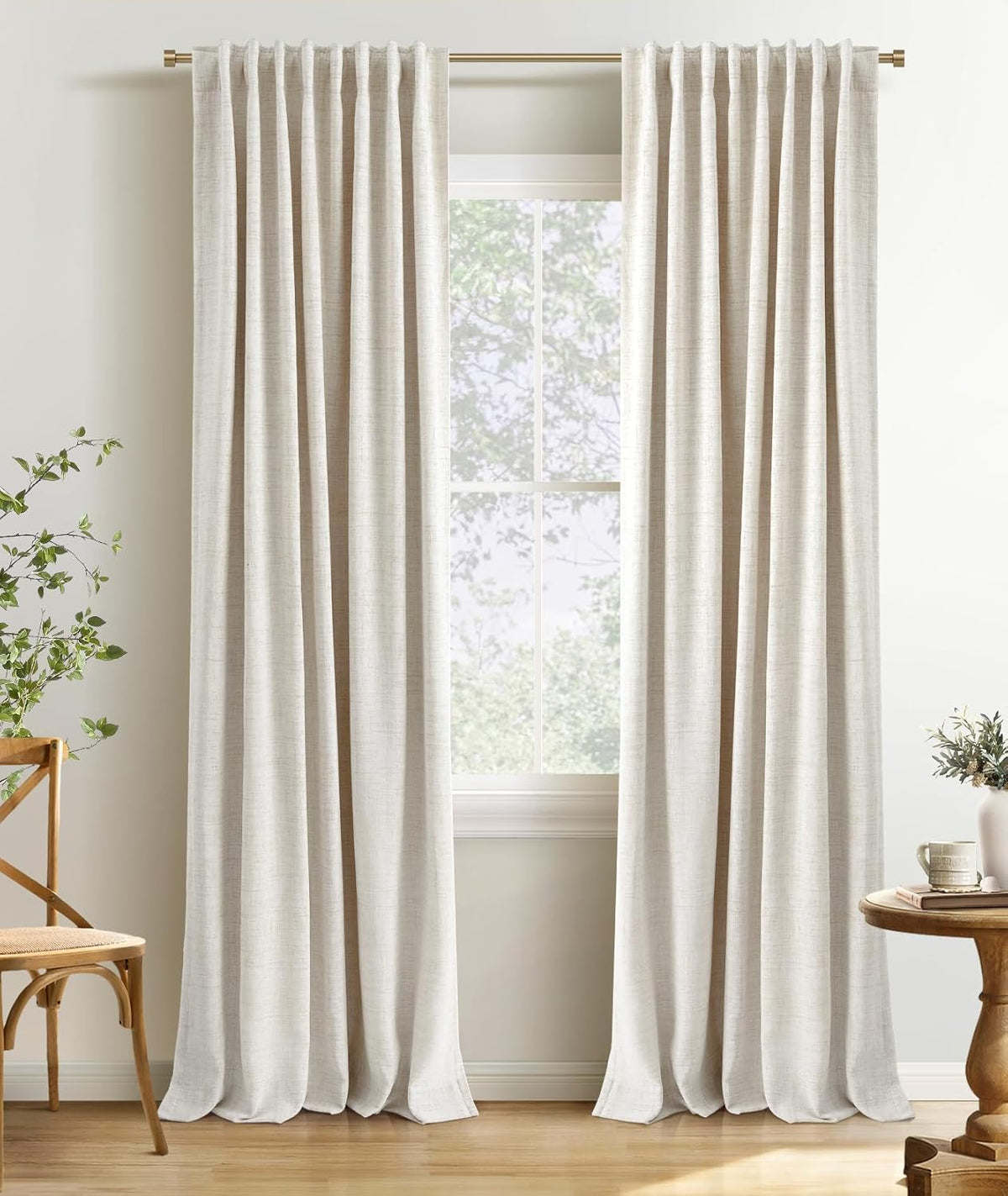 Cortinas de lino 100% opacas para dormitorio, 50 x 84 pulgadas