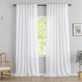 Cortinas DONREN de lino blanco con trabillas traseras, 320 cm (126 pulgadas) de largo, desde el techo hasta el suelo, ideales para villas rústicas. Incluye 2 paneles con ganchos, pliegues, fácil deslizamiento, filtran la luz y brindan privacidad