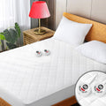 Protector de colchón térmico tamaño Queen, acolchado, con zonas calefactables, eléctrico, de lujo, cómodo y con doble controlador (10 niveles de temperatura, apagado automático de 1 a 12 horas, bolsillo de 20 a 53 cm de profundidad) 