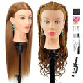 Firstwon Mannequin Head Human Hair- Cosmetology Manikin Doll Head with 80% Real Hair for Hairdresser Practice Styling BraidingTraining Heads & Free Clamp Holder (Color #27）