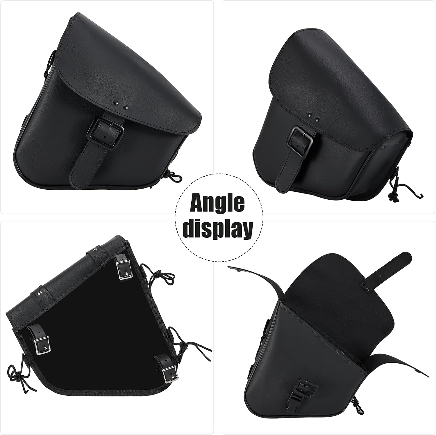 ⚠️ SIN FAJAS TRASERAS | Bolsa Lateral Moto Cuero Sintético Impermeable | Lado Izquierdo Hebilla Negra