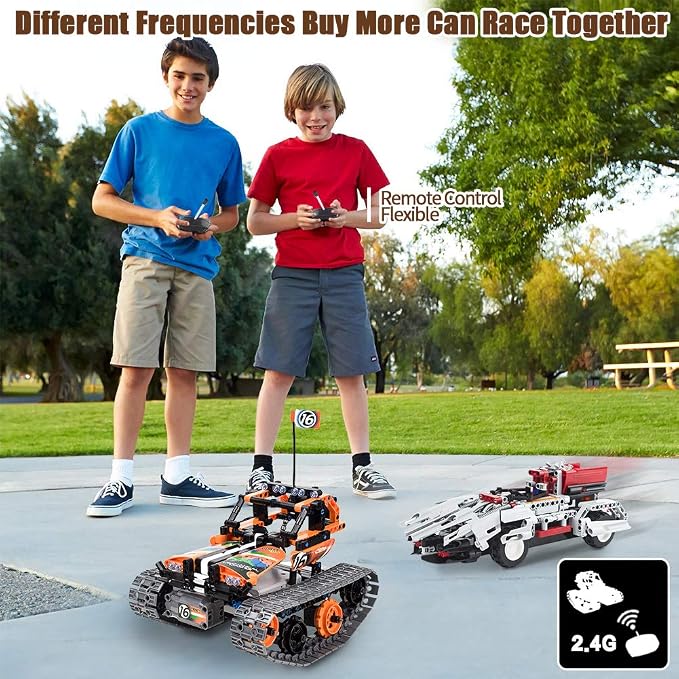 Kits de construcción de control remoto STEM 3 en 1 – Auto rastreado/robot/tanque – 2.4Ghz recargable RC Racer Toy Set regalo para niños de 8 a 12 14 años de edad y niñas mejor kit de aprendizaje