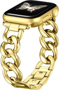 DaQin Gold Band Compatible with Apple Watch Bands for Women 40mm 38mm 41mm 42mm 44mm 45mm 46mm, Metal Chain Link Steel Replacement Accessories Bracelet for iWatch Bands Series 11 10 9 8 7 6 5 4 3 2 1