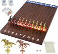 Jyquorp Metal Horse Race Board Game Racing Game Thickened Solid Wood with 11 Luxurious Durable Classic Metal Horses with 2 Dice and 2 Boxes of Cards Horse Racing Game (Walnut,Rectangle)