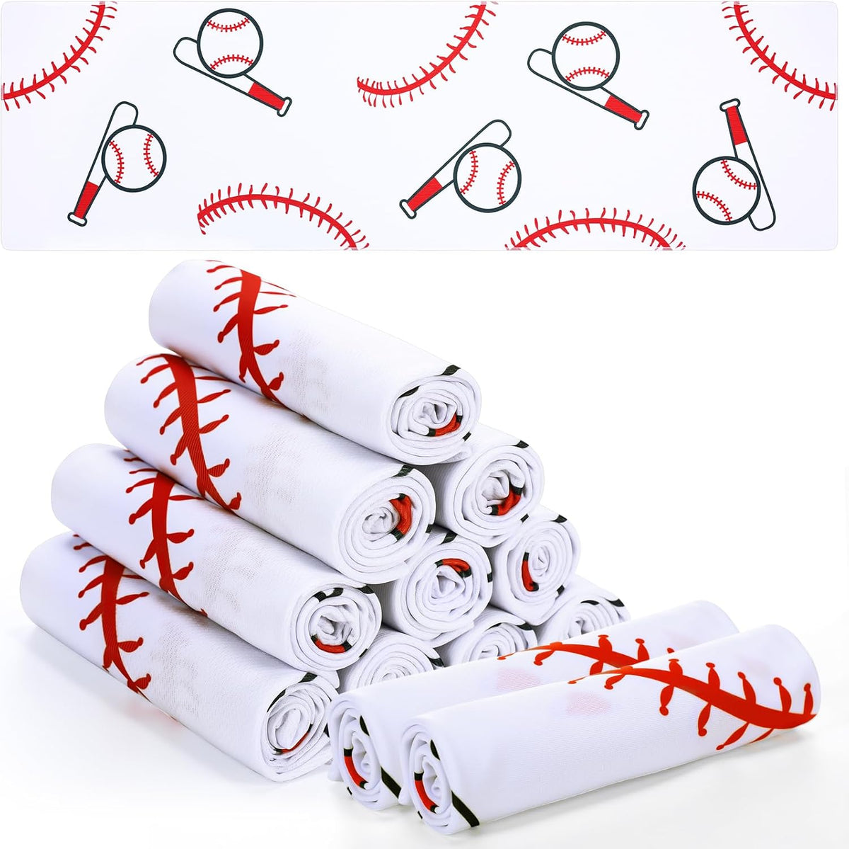 Reallnaive Toallas Refrescantes para Softbol 12 Piezas 102x30cm | Toallas de Enfriamiento para Beisbol | Regalo de Equipo, Blanco