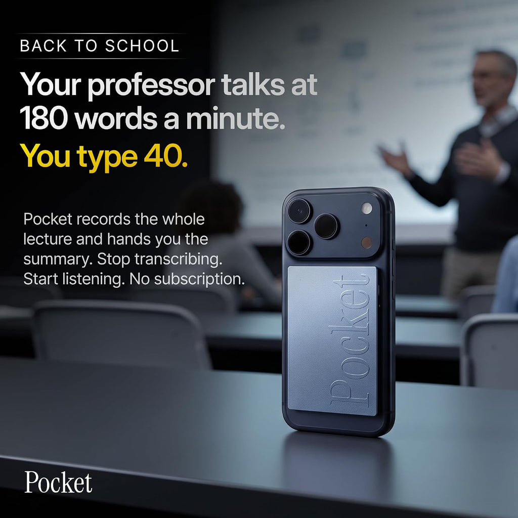 Pocket Grabadora de voz AI y asistente inteligente - Transcripción automática, resúmenes y elementos de acción