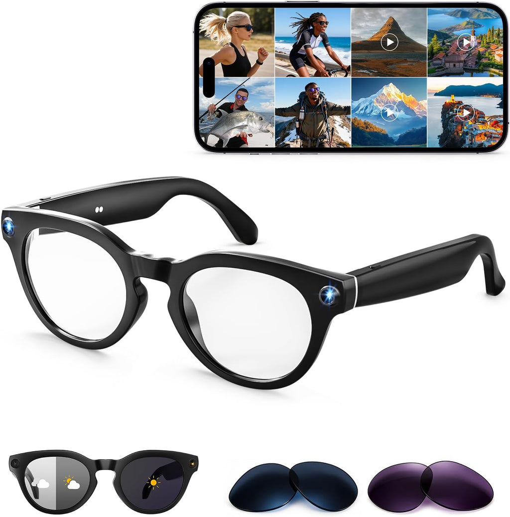 Gafas Inteligentes con Cámara 2K IA | Grabación de Video 12MP | Traducción en Tiempo Real | Asistente de Voz IA | Lentes Fotocromáticos | ARTICULO VIENE COMO SE OBSERVA EN LA SEGUNDA IMAGEN )