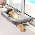 Repisa para Gato en Ventana ZAKKART – Hamaca Ortopédica con Madera Premium y Marco de Metal Robusto, 61 cm, Color Gris
