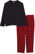 Amazon Essentials Conjunto de pijama de franela y camiseta de manga larga para hombre