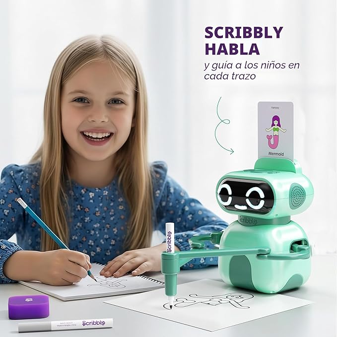 Dan&Darci Scribbly The Drawing Robot for Kids - 3 4 5 6 7 8 Year Old Girl 5 Year Old Boy Birthday Gift - Kids Toys for Ages 5-7 - Learning Toys for Boys - Girls Educational Cool Toy
