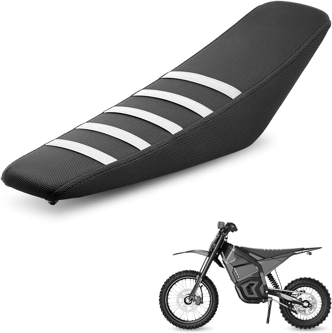 Funda Asiento Dunyhludx Apta para Yozma 10, Funda Cojín Motocicleta Antideslizante Franja Blanca, para Bicicleta Eléctrica Motocicleta Suelo Eléctrica