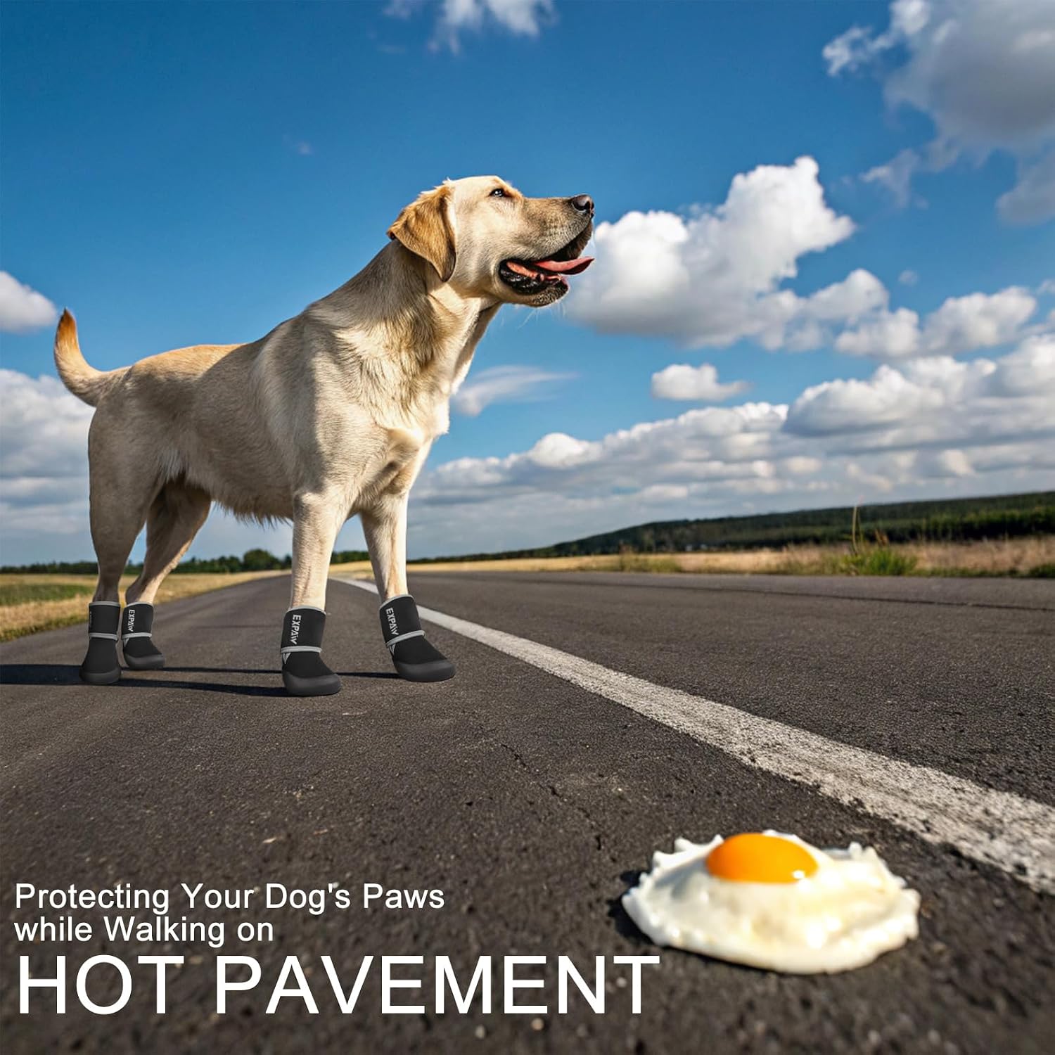 Zapatos antideslizantes EXPAWLORER para perros: botas impermeables para perros, protección para las patas contra el calor, tiras reflectantes, suela de goma resistente para senderismo y caminatas al aire libre.