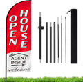Banderas Open House 7.9 Pies para Agentes Inmobiliarios | Kit de Bandera Tipo Pluma y Poste | Senal Open para Publicidad Exterior de Negocios