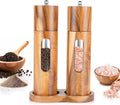 Molinillo de pimienta de madera de acacia y acrílico, molinillo de pimienta de madera con molinillo de cerámica ajustable, juego de molinillos de sal y pimienta para cocina y comedor, molinillo de sal manual duradero