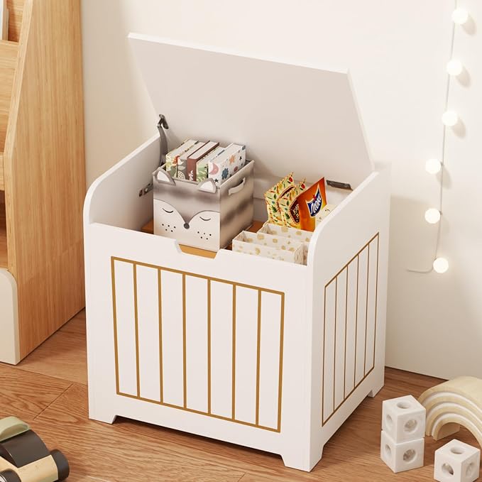 ABOXOO Aenuert Caja de almacenamiento de madera blanca, organizador de almacenamiento de cubo pequeño con puerta, moderno contenedor de almacenamiento para libros del hogar, ropa, plantas, mesa auxiliar cuadrada para sala de estar o dormitorio