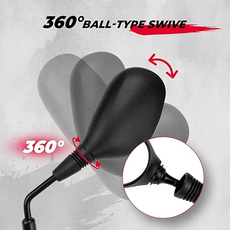 KEMIMOTO Espejos ATV, espejos de motocicleta de 0.315 in y 0.394 in para manillar, accesorios de ATV compatibles con scooter, motos de nieve y ciclomotor, ajuste de tipo bola de 360 grados