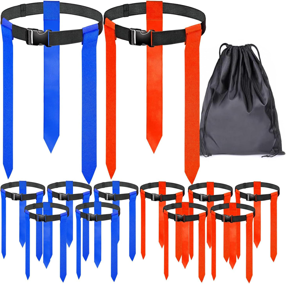Cinturones Fútbol Bandera Unixing, 10 Juegos Ajustables con Banderas y Bolsa Almacenamiento Para Entrenamiento