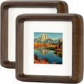 Set 2 Marcos Cuadrados 5x5 HELPLEX – Madera Nogal Natural, Vidrio Templado HD, Pared o Mesa