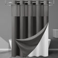 Cortina de ducha EUTXL gris carbón sin ganchos con forro a presión, 230 g/m², tejido gofrado, 71 x 74 pulgadas.