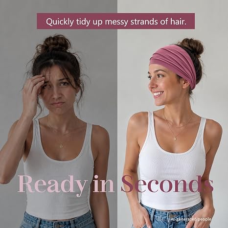 Z-CHARMMY Bandas Anchas para Cabello – Set de 12 Piezas Antideslizantes de Tela para Mujer | Moda y Uso Profesional para Enfermeras