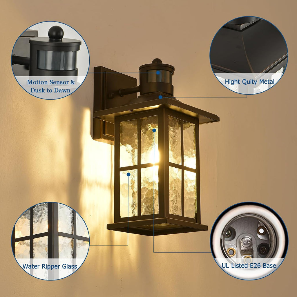 FLEDAVID - Farol de pared para exteriores con sensor de movimiento