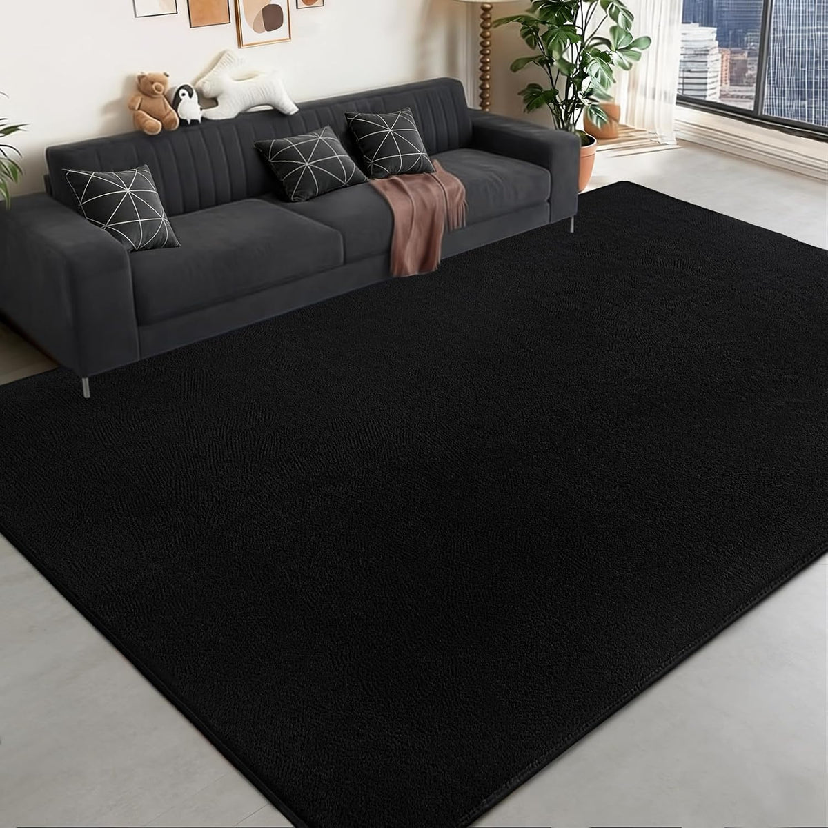 Alfombra QDUIDU negra ultrasuave de 1,2 × 1,8 m