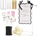 Soporte para Letrero de Bienvenida de Boda | Caballete Blanco con Estacas y Correas de Cuero, Base de Lino