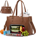 LOVEVOOK Bolsa de Almuerzo para Mujer | Tote de Cuero para Trabajo con Compartimento Térmico | Para Laptop 15.6 pulgadas | 2 en 1 para Oficina, Maestras y Enfermeras