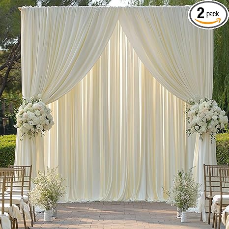 Cortinas Telón de Fondo Marfil | Sin Arrugas | Bodas, Baby Shower y Fotografía | Decoración de Eventos