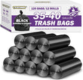 Bolsas de basura negras de 35-40 galones, paquete de 120 unidades - Bolsas de basura grandes de 35" x 40", bolsas resistentes para contenedores de basura de más de 30 galones para uso doméstico, comercial, residuos de jardín y a granel.