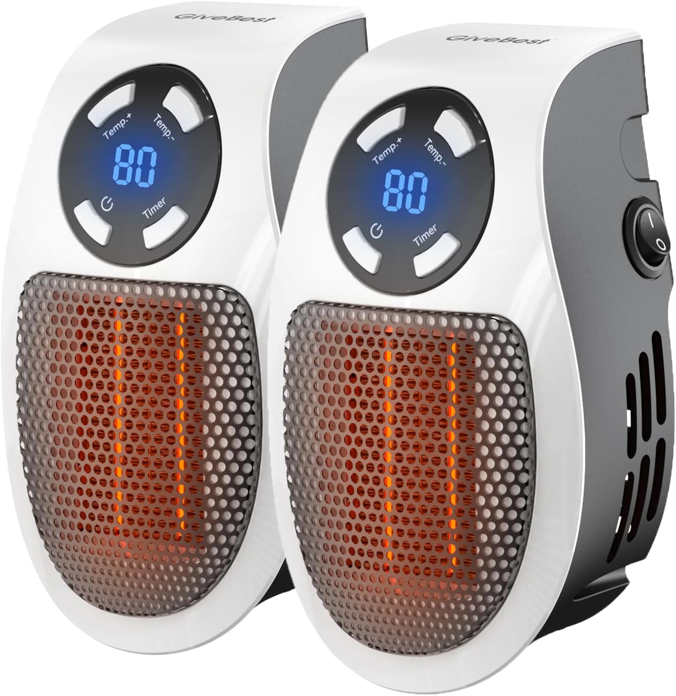 GiveBest 450W Space Heater with LED Display & Timer – Wall Plug-In, 2-Pack
