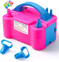 Voircoloria Bomba de Globos Electrica Portatil | Inflador Automatico Doble Boquilla 110V 600W con Herramientas para Fiesta, Baby Shower (Rojo Rosa)