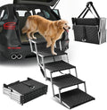 Rampas para perros Sakerplus para coche, escaleras plegables para perros de 45 cm de ancho con superficie antideslizante, escalones portátiles para mascotas para SUV, cajas altas, camiones, soportan hasta 90 kg, 5 escalones.