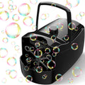 Máquina de Burbujas Automática 18000+ por Minuto | Soplador de Burbujas Grandes para Niños con 2 Velocidades y 6 Varitas | Enchufe o Baterías | Negro