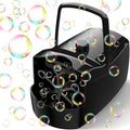 Máquina de burbujas automática, generador de más de 18.000 burbujas grandes por minuto para niños pequeños, con 2 velocidades, 6 varitas, funciona con enchufe o pilas para fiestas de cumpleaños y bodas en interiores y exteriores (Negro).