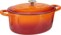 Olla Holandesa Hierro Esmaltado Crock Pot Artisan 6.6 Litros Oval Anaranjado Atardecer - La Tapa Tiene Algunas Marcas - Cocina Pesada Resistente para Cocción Lenta Asado Horneado con Tapa