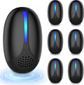Juego de 6 repelentes ultrasónicos de plagas: repelente electrónico enchufable para ratones e insectos contra ratones, ratas, mosquitos, cucarachas y arañas. Para uso en interiores (negro).