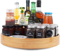 Organizador Giratorio Lazy Susan de Bambú 14 Pulgadas con Doble Asa – Para Mesa, Gabinete y Despensa