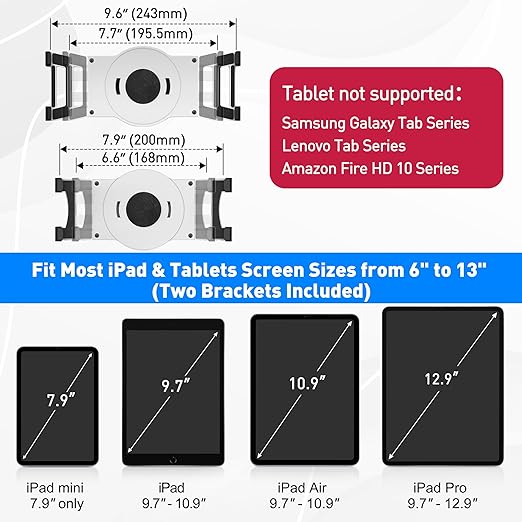 AboveTEK Soporte iPad Kiosk POS Giratorio 360° – Para Tablets 6"-13", Uso Comercial en Tienda, Oficina, Recepción y Cocina, Color Blanco