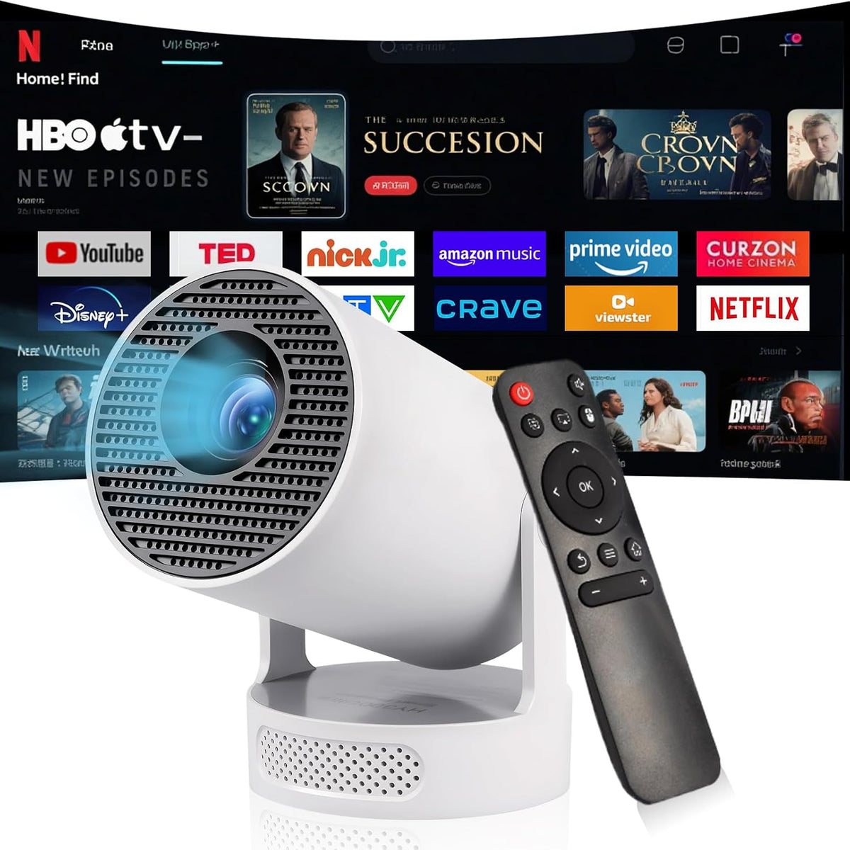 Miniproyector HY300 Ultra Portátil – WiFi 6, Bluetooth 5.4, Compatible 4K, Android 11, Altavoz 5W, Rotación 180°