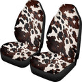 Fundas de Asiento Dreaweet Estampado de Vaca Café | Solo Asientos Delanteros, Pack de 2 | Universales para SUV, Camiones y Autos | Accesorio para Mujer