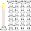 28 piezas de portavelas cónicos de vidrio, portavelas transparentes cortos y cónicos a granel, elegante juego de candelabros de vidrio para centro de mesa de boda y Navidad, transparente